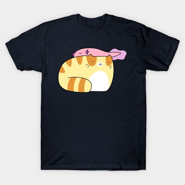 Axolotl and Tabby T-Shirt by saradaboru